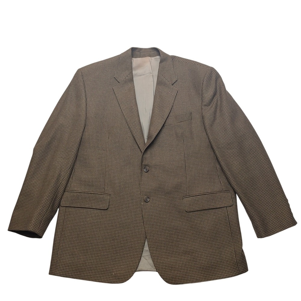 Lauren Ralph Lauren Sport Coat Mens Brown Houndstooth Wool Blazer Two Button